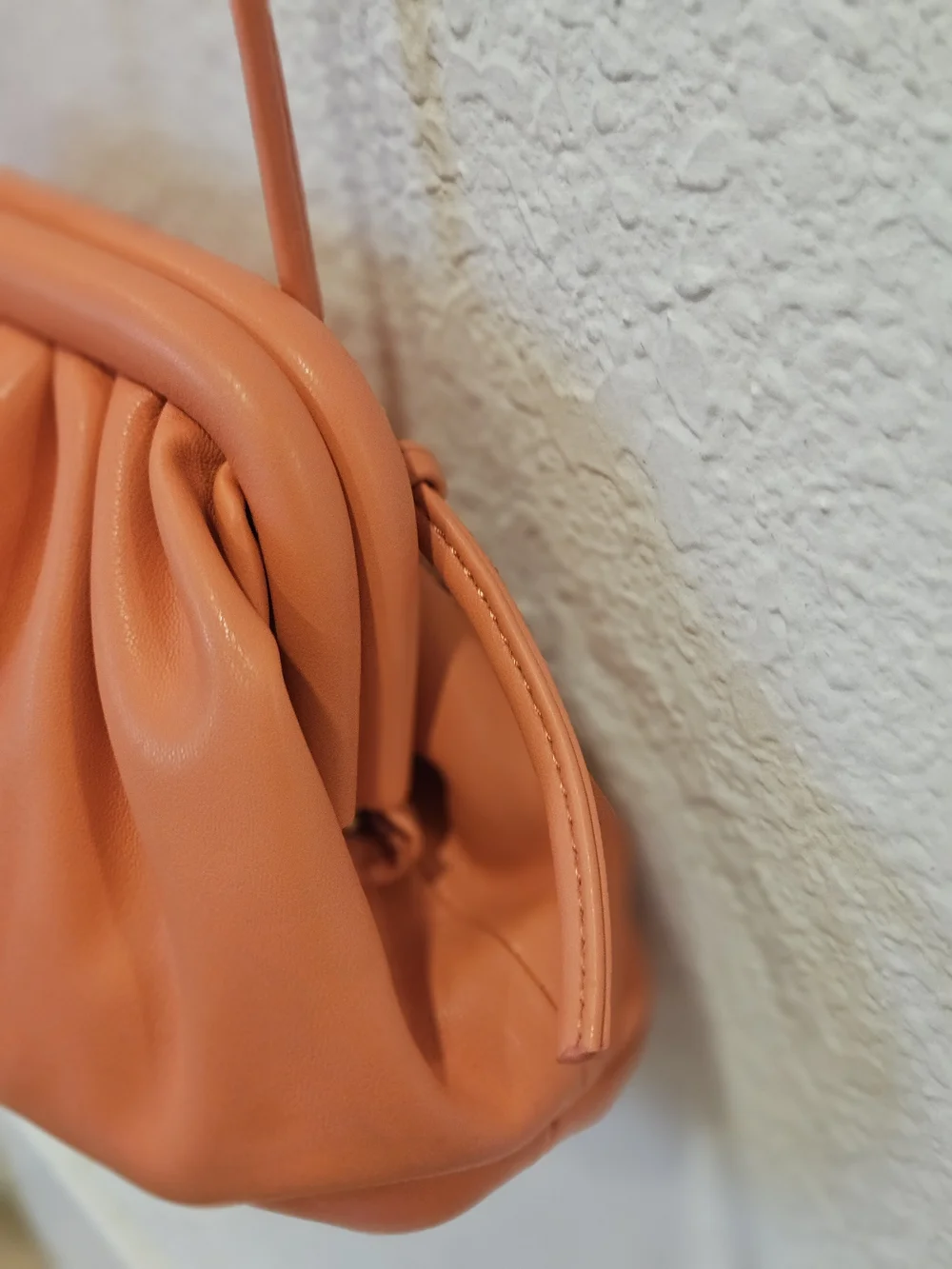 Steve Madden Slouchy Ruched Mini Pouch Crossbody Bag – Mango / Coral Orange